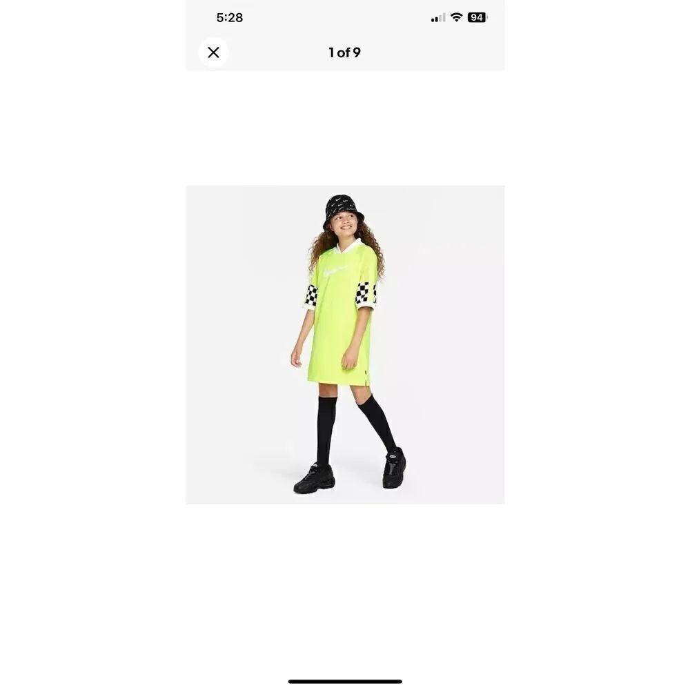 Nike Dri-Fit Big Kids Neon Yellow Jersey Tunic FD3129-702 size Large New